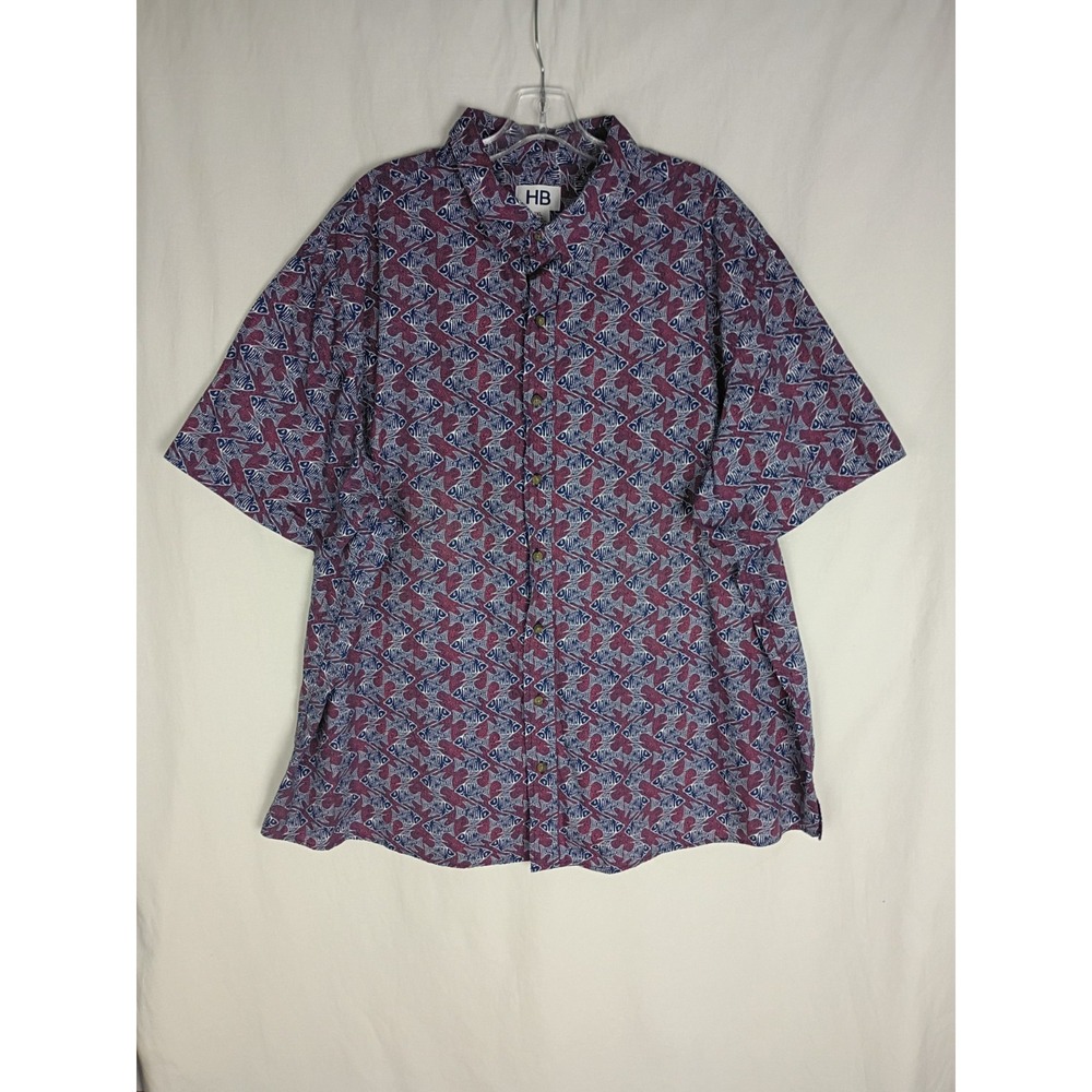 HB Harbor Bay Multicolor Shirt 2XL All Over Fish Print Hawaiian